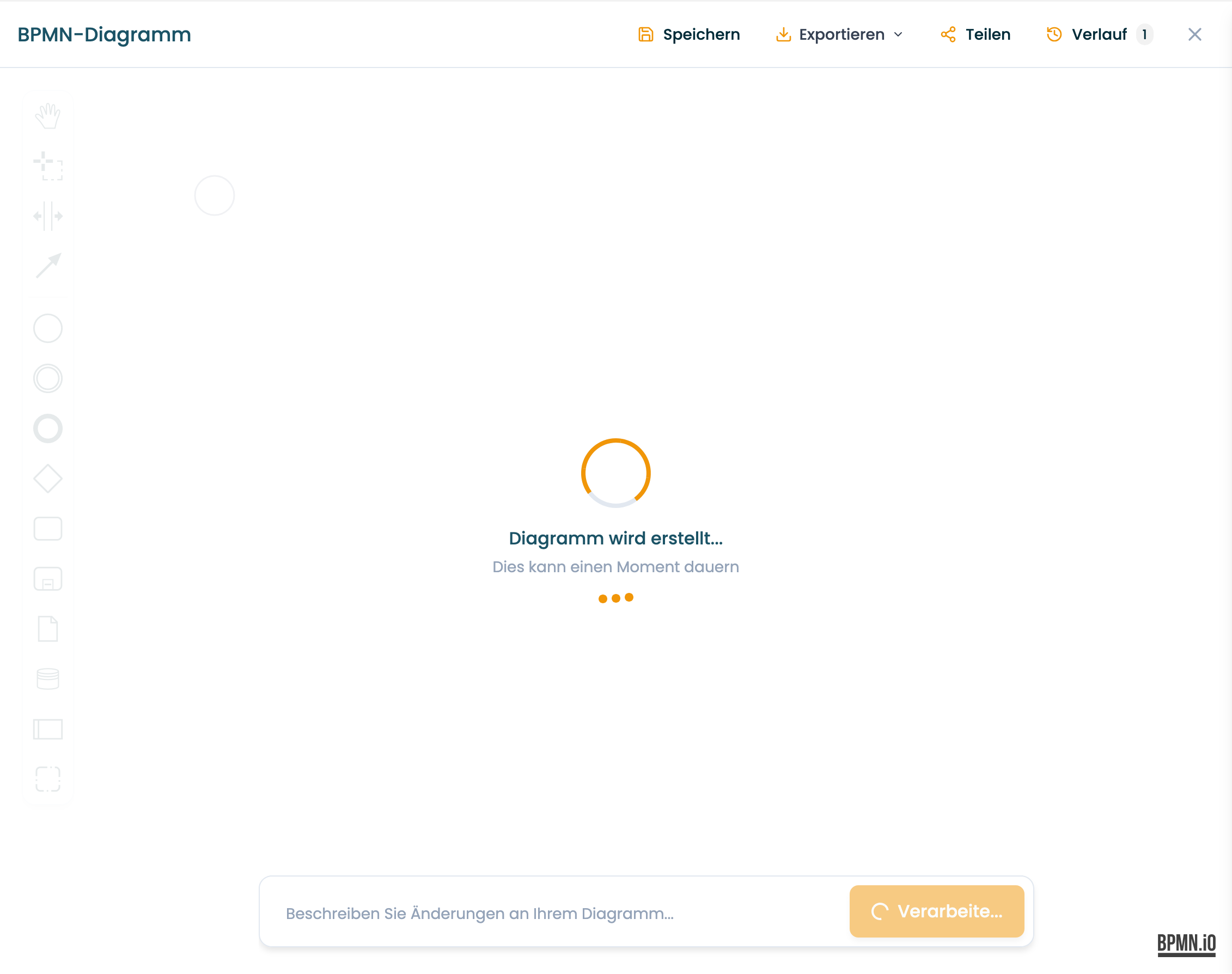 Ladeanzeige mit Spinner während der Diagrammgenerierung